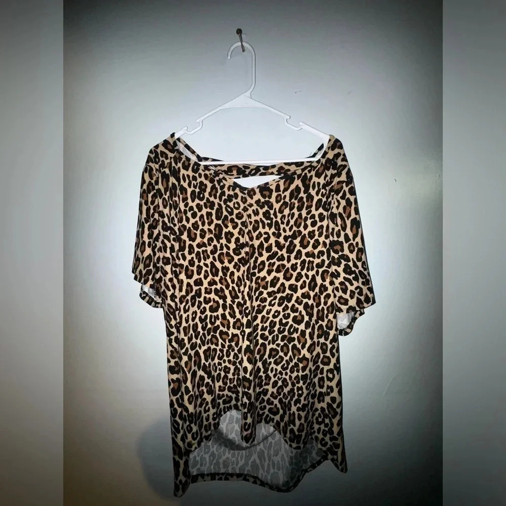 Eye Candy women’s Strappy Leopard‎ Print short sleeve Knit Top stretch size 3X